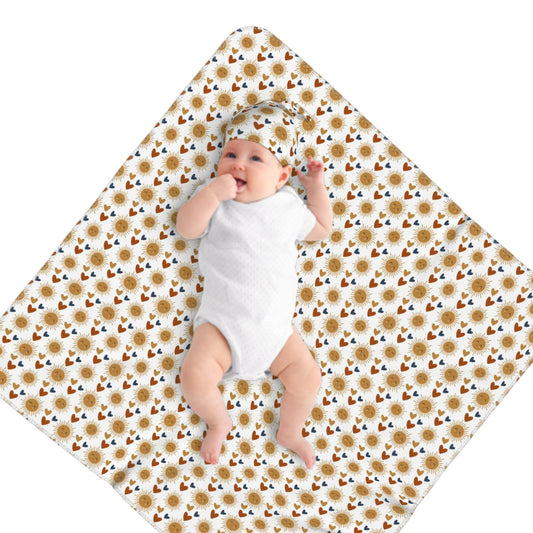 Boho Baby Swaddle Blanket & Beanie Hat Set