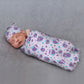 Purple Owls Baby Swaddle Blanket & Beanie Hat Set
