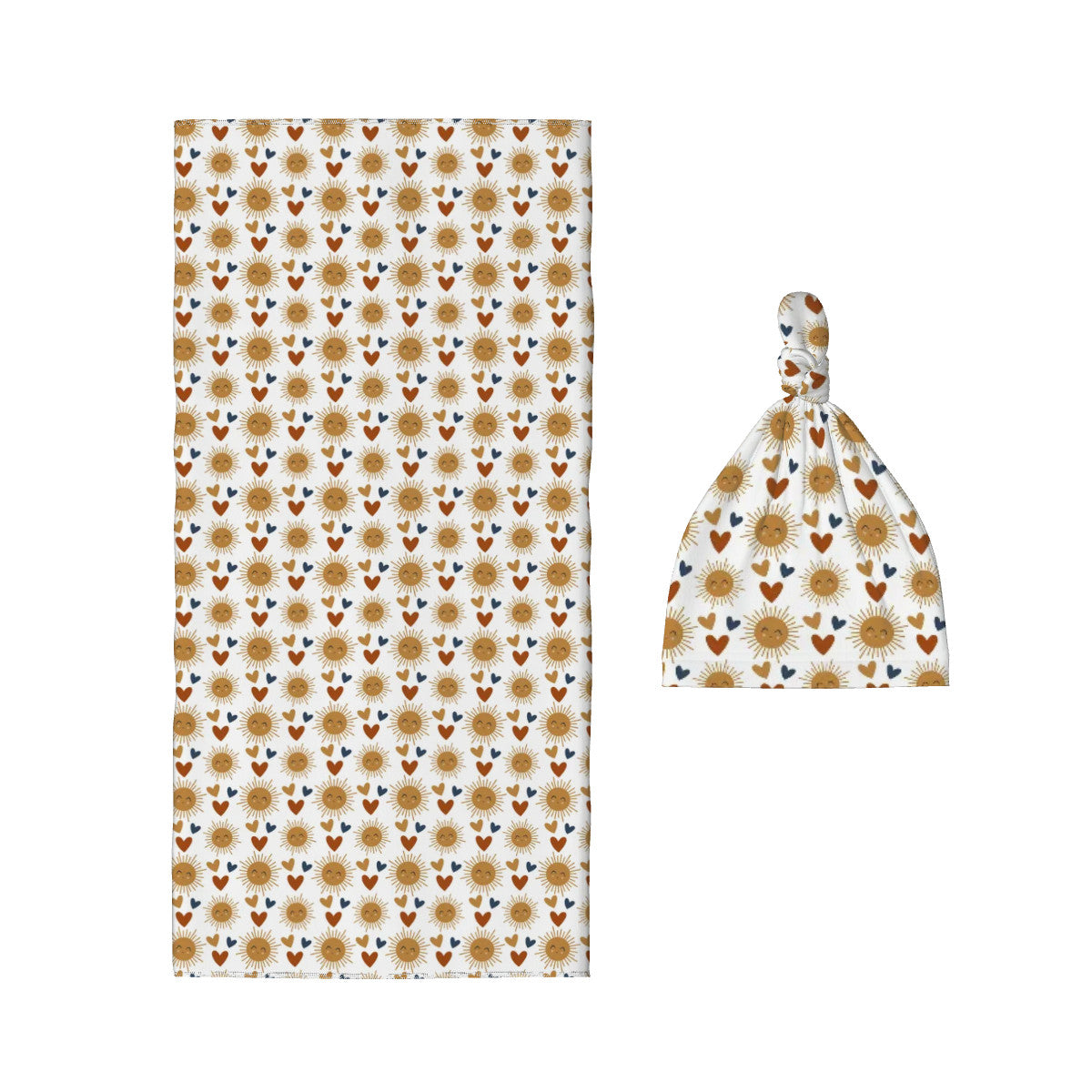 Boho Baby Swaddle Blanket & Beanie Hat Set
