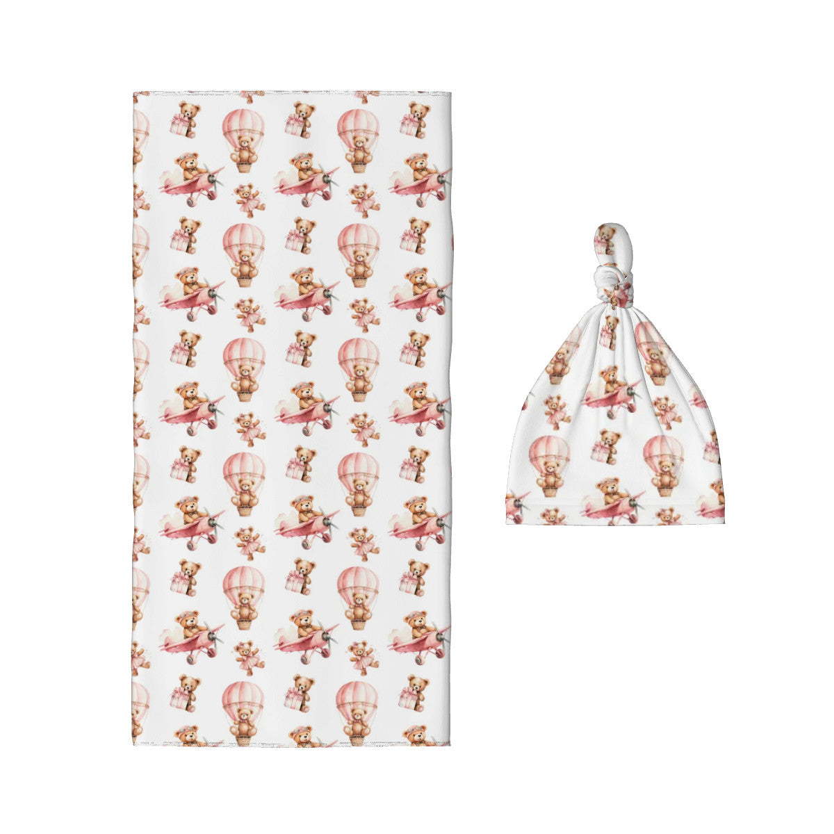 Up, Up and Away Baby Swaddle Blanket & Beanie Hat Set
