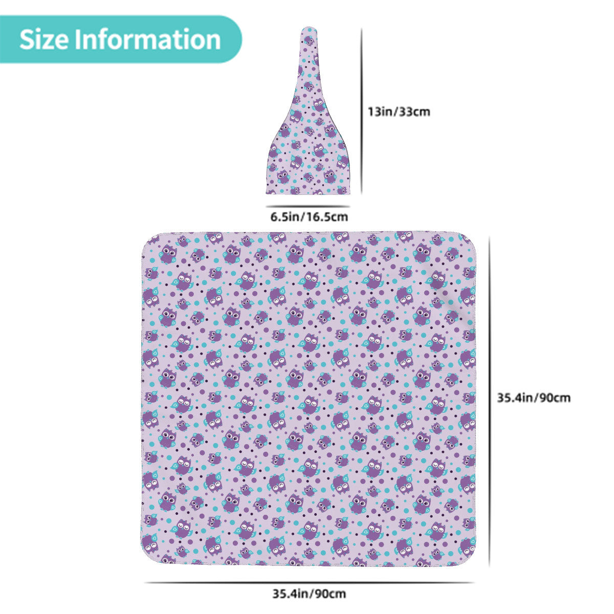 Purple Owls Baby Swaddle Blanket & Beanie Hat Set
