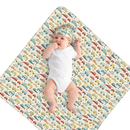 Cars Baby Swaddle Blanket & Beanie Hat Set