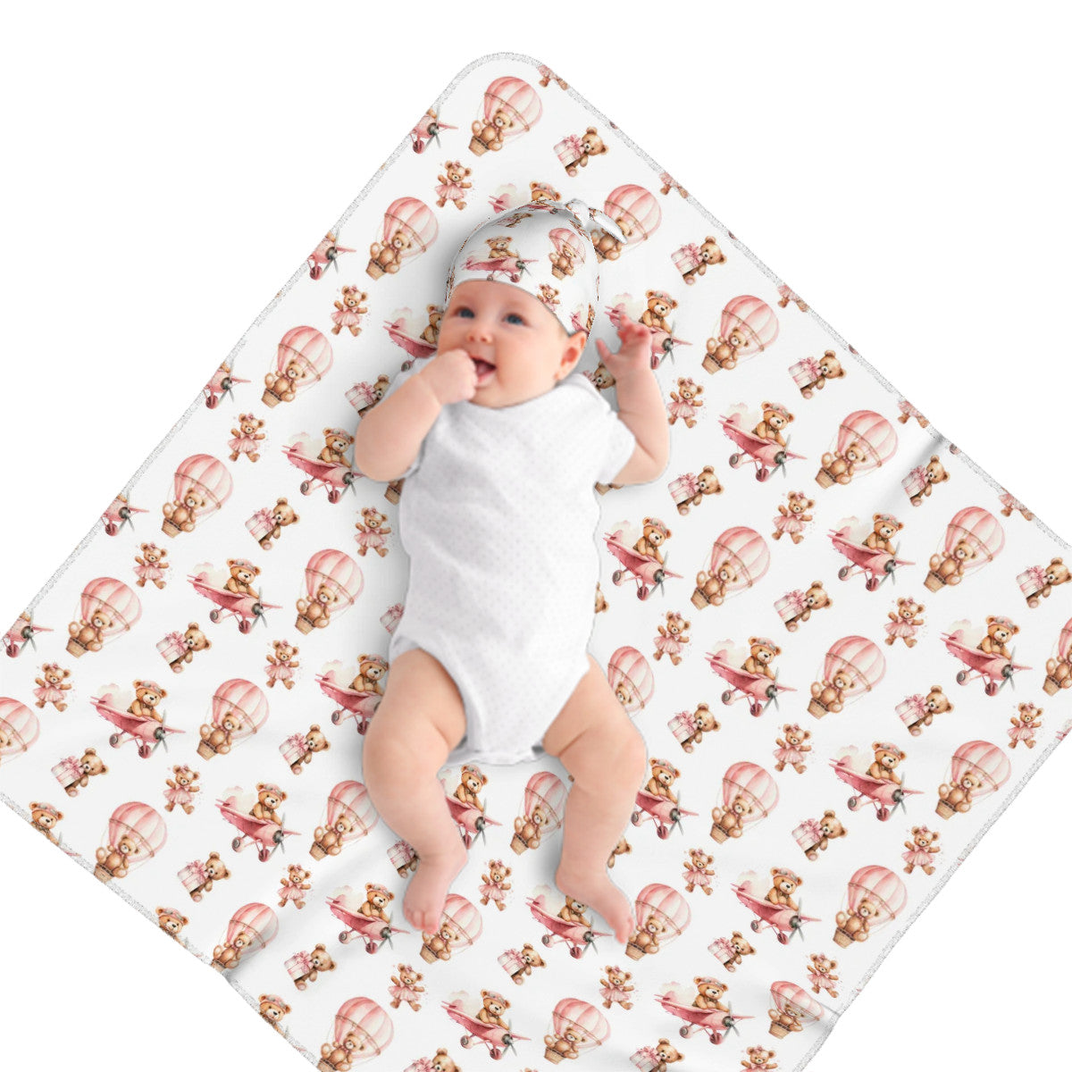 Up, Up and Away Baby Swaddle Blanket & Beanie Hat Set