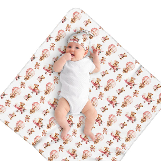 Up, Up and Away Baby Swaddle Blanket & Beanie Hat Set