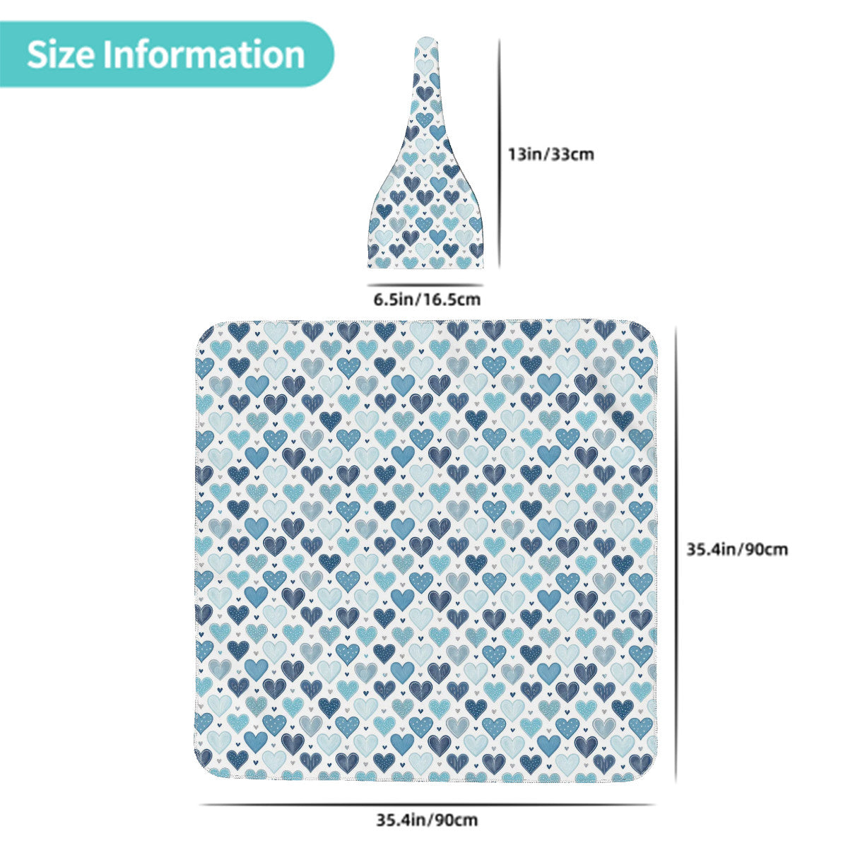 Blue Hearts Baby Swaddle Blanket & Beanie Hat Set